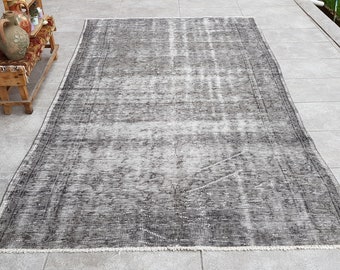 ヴィンテージ オーバーダイ ウシャック ラグ：ライトグレー ウール