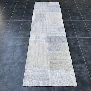 Handmade Goat Hair Kilim Runner Rug: Bohemian Hallway Rug (8&#39;4&quot;x2&#39;4&quot;)