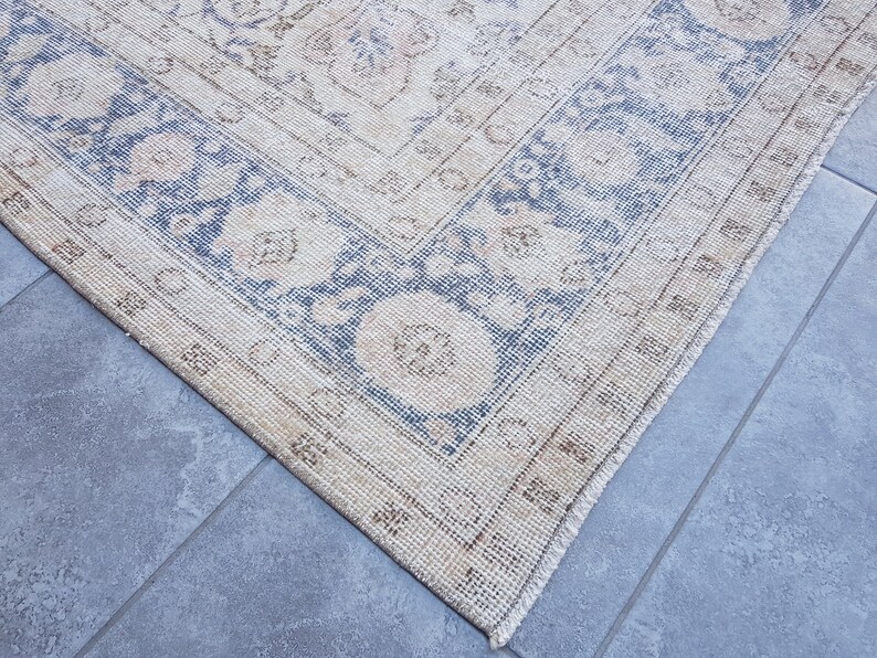 7x10 Pink Blue Vintage Rug Living Room Rug Pink 7x10 Area Etsy