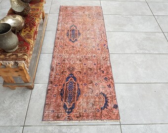 Vintage Turkish Oushak Rug, Wool Anatolian Runner (136x50 Cm)