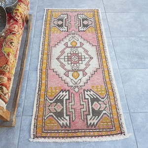 2x3 Mat for Bath, Shower Mat, 2x3 Red and Orange Mini Rug, Sink for Mat, Small Kitchen Rug, Authentic Bedroom, Small Rug Boho, 97x50 Cm