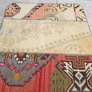 Oushak Carpet Rug, Muted Vintage Rug, 2x4 Ft Minimalist Wool Rug, Designer Rug Red, Small Antique Rug, Traditional Rug, Tribal Rug, 135x60 image 7