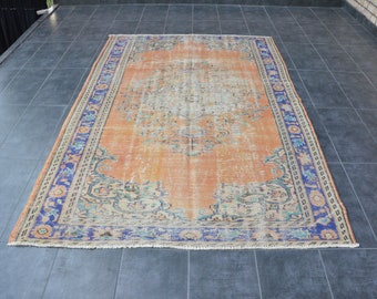Vintage Turkish Wool Rug, Overdyed Bohemian Oriental Rug (8'3