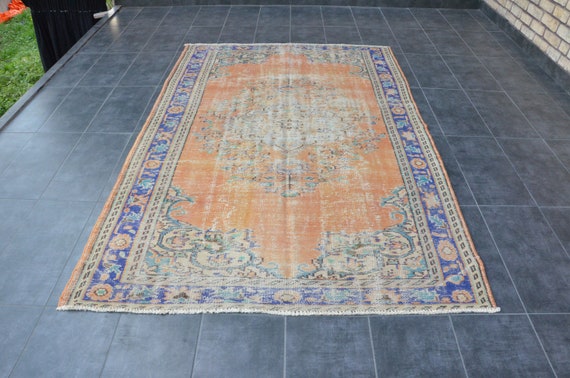 Vintage Turkish Wool Rug, Overdyed Bohemian Oriental Rug (8'3