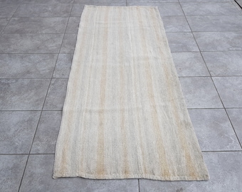 Turkisk vintagematta, antik hampamatta, 3x6 vit hampamatta, accenthampamatta, 3x6 nomadisk matta 3x6 vintagematta, köksmatta, 187 x 84 cm