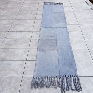 Boho Runner Gray Hemp Rug, 2x10 Turkish Hemp Rug, Gray Hallway Hemp, Pacthwork Runner Hemp Rug, 2x10 Farmhouse Runner, RUNNER, 290x70 Cm