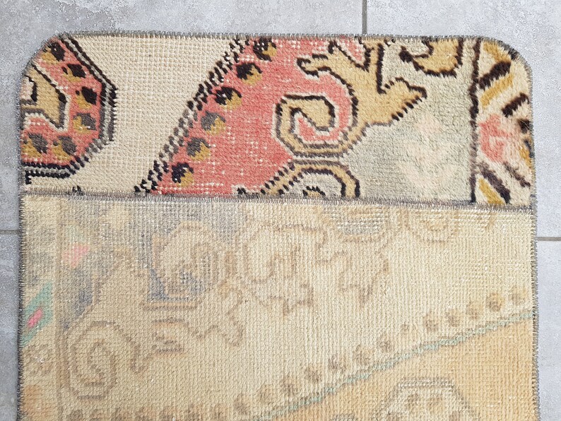 Oushak Carpet Rug, Muted Vintage Rug, 2x4 Ft Minimalist Wool Rug, Designer Rug Red, Small Antique Rug, Traditional Rug, Tribal Rug, 135x60 image 8