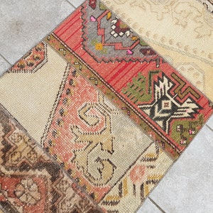 Oushak Carpet Rug, Muted Vintage Rug, 2x4 Ft Minimalist Wool Rug, Designer Rug Red, Small Antique Rug, Traditional Rug, Tribal Rug, 135x60 image 5
