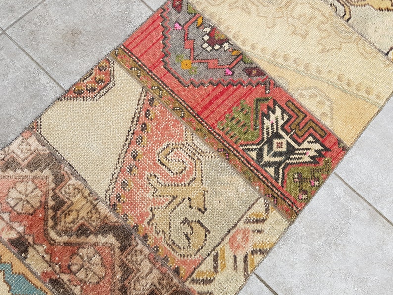 Oushak Carpet Rug, Muted Vintage Rug, 2x4 Ft Minimalist Wool Rug, Designer Rug Red, Small Antique Rug, Traditional Rug, Tribal Rug, 135x60 image 5
