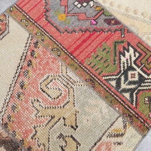 Oushak Carpet Rug, Muted Vintage Rug, 2x4 Ft Minimalist Wool Rug, Designer Rug Red, Small Antique Rug, Traditional Rug, Tribal Rug, 135x60 image 6