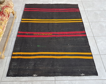 Vintage Oushak Wool Rug, Square Turkish Carpet, 3'4x4'5 Ft