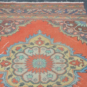 Vintage Oushak löparmatta: 90x23 cm sliten turkisk hallmatta bild 7