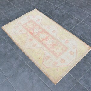 Small Oushak Rug, 4&#39;1&#39;x2&#39;5&#39; aztec area rug, traditional rug, floor rug, antique rug, faded vintage rug, oriental rug, small rug, doormat rug