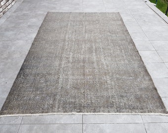 Turkish Gray Rug, Overdyed Rug, Vintage Rug, Area Gray Rug, Nursery Rug, Handmade Rug, Worn Rug, Designer Rug, Handwoven Rug, 270x178 Cm