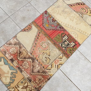 Oushak Carpet Rug, Muted Vintage Rug, 2x4 Ft Minimalist Wool Rug, Designer Rug Red, Small Antique Rug, Traditional Rug, Tribal Rug, 135x60 image 4