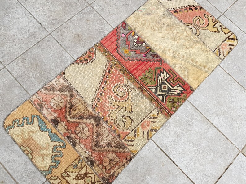 Oushak Carpet Rug, Muted Vintage Rug, 2x4 Ft Minimalist Wool Rug, Designer Rug Red, Small Antique Rug, Traditional Rug, Tribal Rug, 135x60 image 4