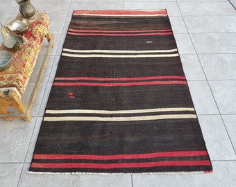 Faded Anatolian Wool Rug, Hand-Knotted Tribal Oushak, 3'3x5'5