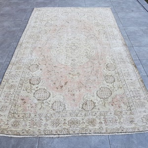 Oversize Rug, Pastel Pink Vintage Rug, Oushak Rug, Faded Rug, Pink Rug, Antique Carpet, Area Rug, Turkish Rug, Oriental Rug, 275x166
