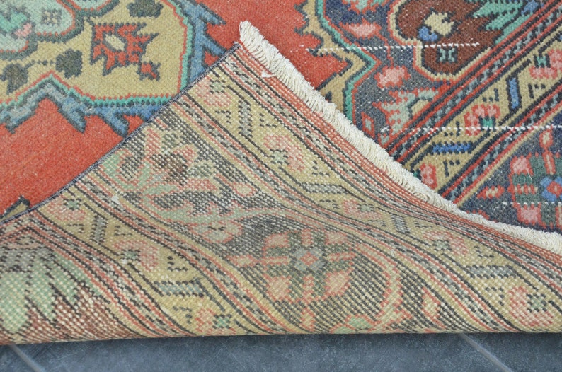 Vintage Oushak löparmatta: 90x23 cm sliten turkisk hallmatta bild 10