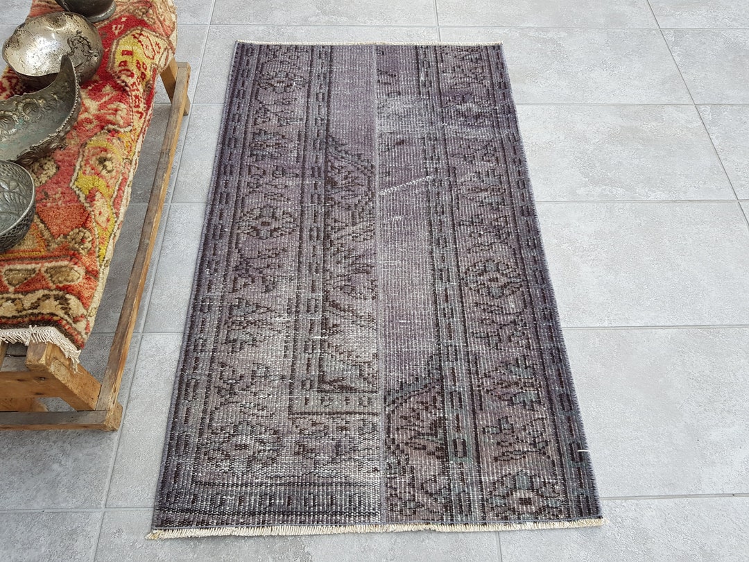 Decorative Gray Vintage Rug 2x4 Wool Rug Antique Rug 2x4 Etsy