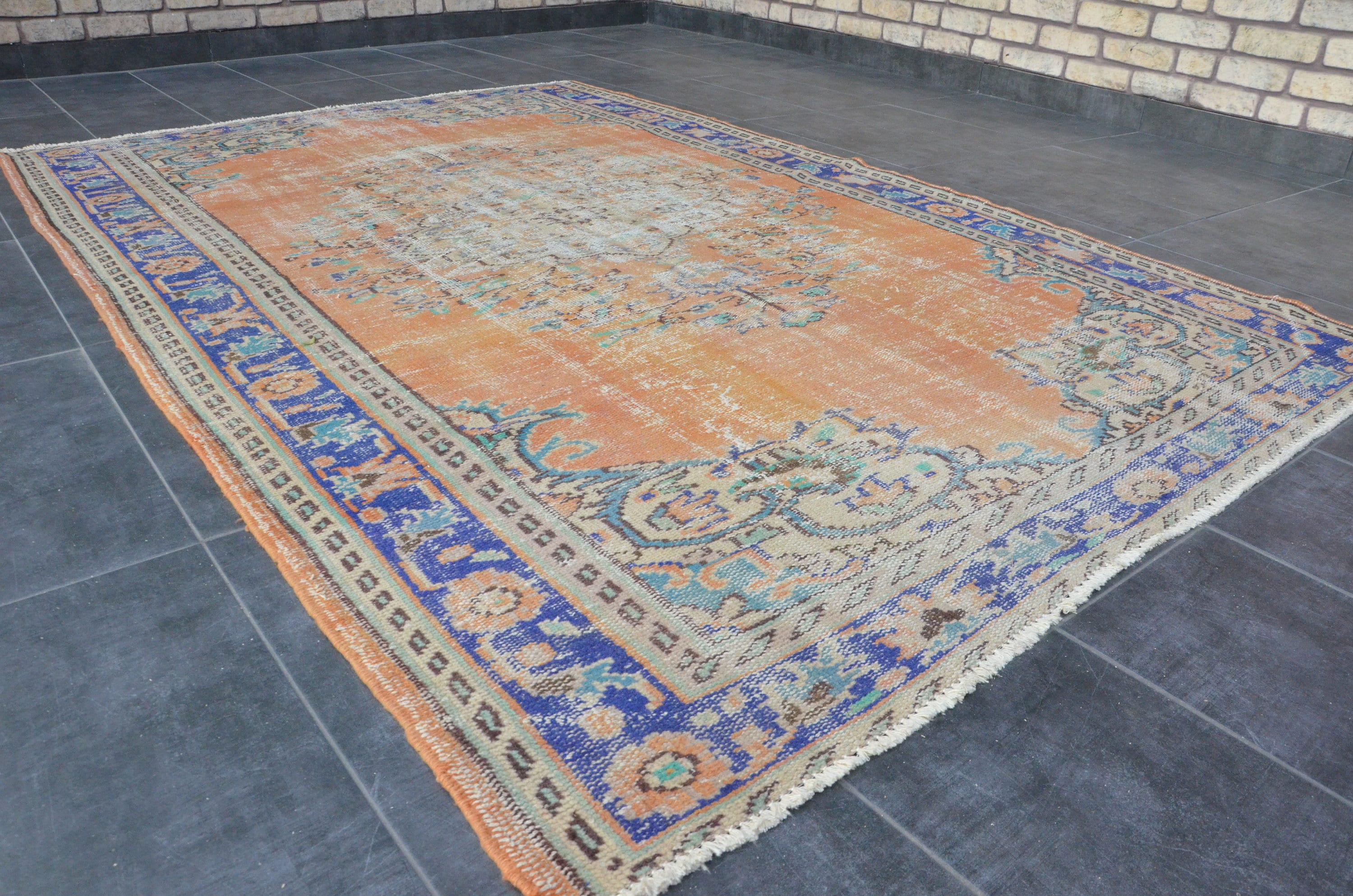 Vintage Turkish Wool Rug, Overdyed Bohemian Oriental Rug (8'3