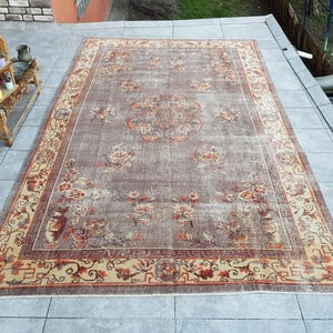 Dark Purple Rug, 7x10 Natural Rug, Oversize Faded Rug, Oversize Oushak Rug, Authentic Large Rug, 7x10 Organic Rug, Dining Room Rug, 320x202