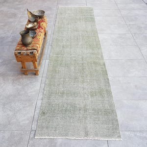 2x8 Light Green Runner, Turkish Runner, Traditional Rug, Runner Turkey, Natural Rug, Farmhouse Rug, Antique Rug, Floor Runner Rug, 251x72