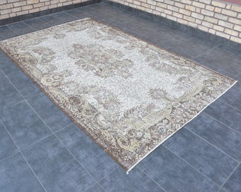 Vintage Overdyed Turkish Rug: Handmade Wool Floor Rug (9'6"x5'9")