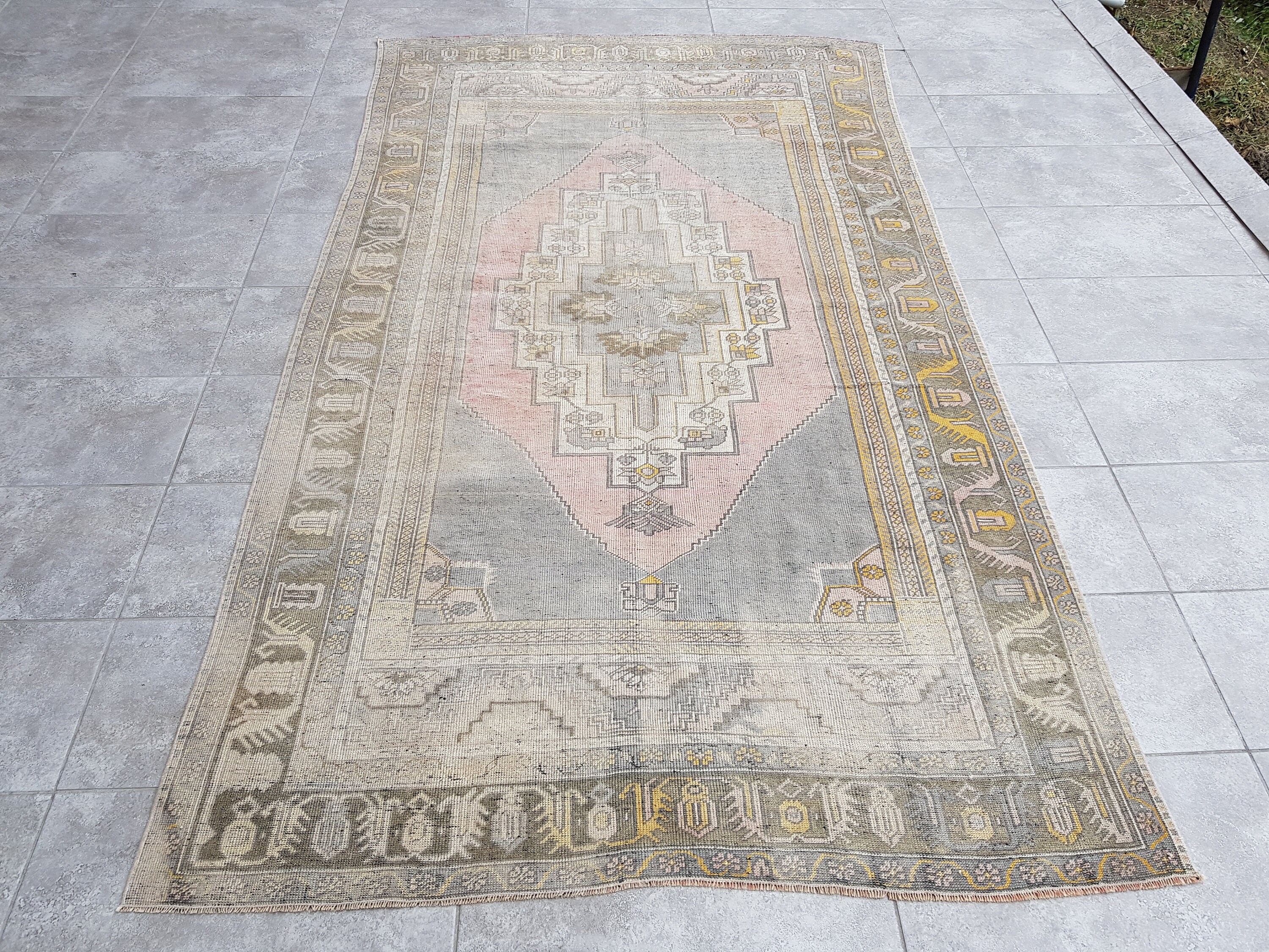 Red Gray Aztec Oushak Rug, 5x9 Vintage Turkish Wool Carpet - Etsy