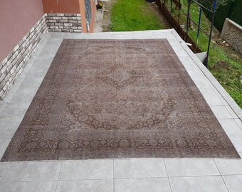 Brown Gray Rug, Oversize Rug, Area Vintage Rug, Large Oushak Rug, 9.4x12.8 Ft, Turkish Carpet, Neutral Rug, Antique Home Decor Rug, 392x287