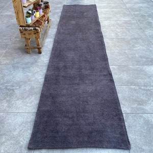 2.1x9.5 Ft, Dark Gray Rug, Gray Hemp Rug, Gray Runner Rug, Hallway Hemp Rug, Hemp Rug, Turkish Hemp Rug, Anatolian Rug, HEMP RUG, 292x65 Cm