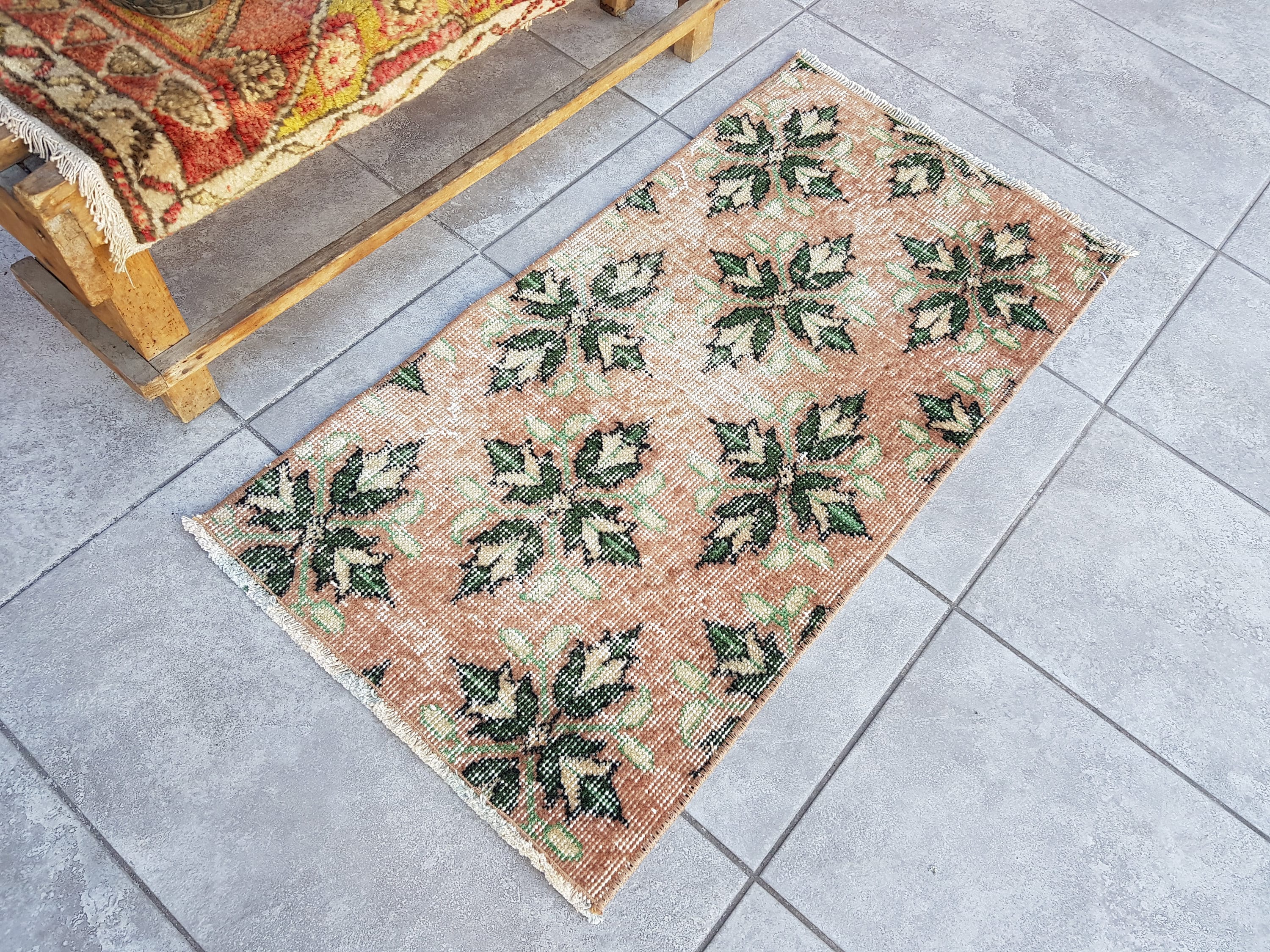 Vintage Turkish Oushak Wool Rug, Entry Door Mat (93x47 Cm) - Etsy UK