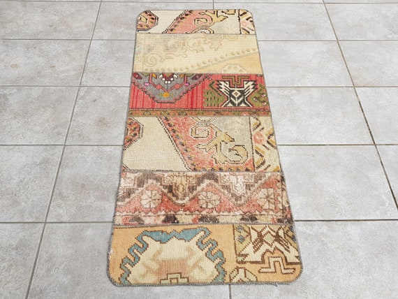 Oushak Carpet Rug, Muted Vintage Rug, 2x4 Ft Minimalist Wool Rug, Designer Rug Red, Small Antique Rug, Traditional Rug, Tribal Rug, 135x60