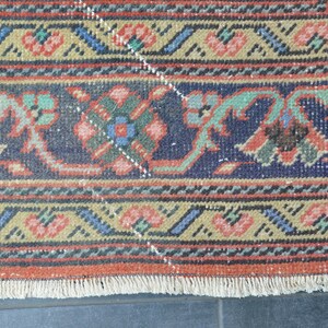 Vintage Oushak löparmatta: 90x23 cm sliten turkisk hallmatta bild 9
