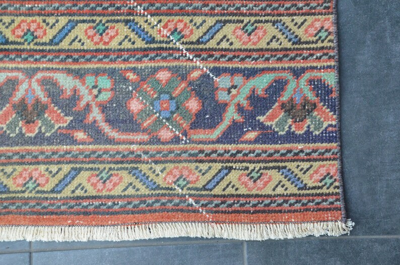 Vintage Oushak löparmatta: 90x23 cm sliten turkisk hallmatta bild 9