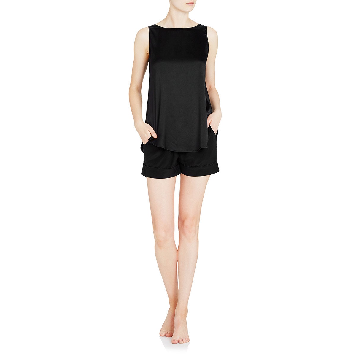 silk pj shorts and tank