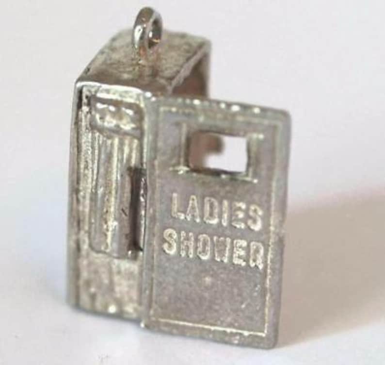 Rare Opening Ladies Shower Sterling Silver Vintage Bracelet Charm With Gift Box