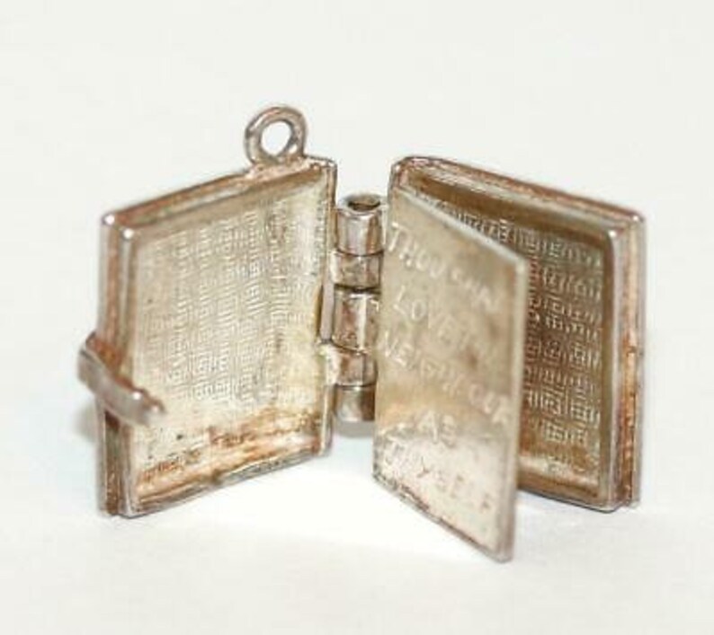 Rare 1960/'s Book Opening To The Golden Rule Sterling Silver Vintage Charm