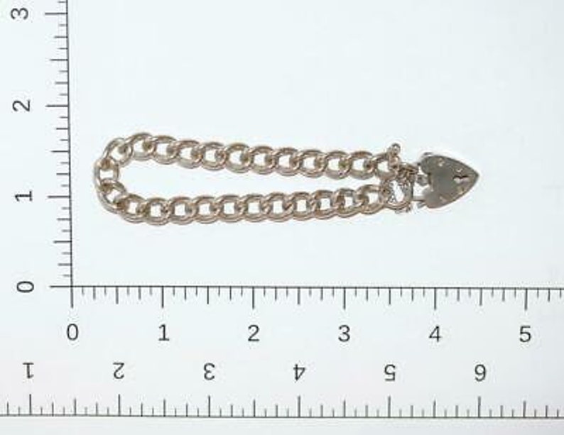 7 Vintage English Sterling Silver Charm Bracelet Padlock Clasp by D/&BS 23g