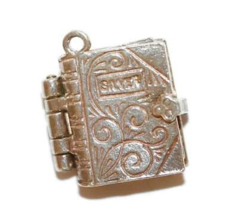 Rare 1960/'s Book Opening To The Golden Rule Sterling Silver Vintage Charm