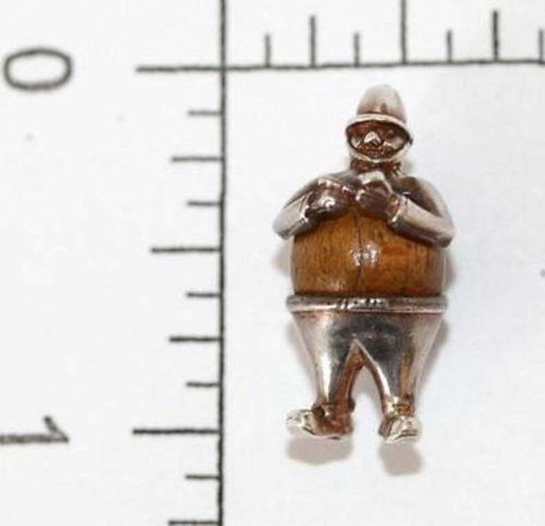 Rare Vintage Sterling Silver Bracelet Charm NUVO Policeman Bobby Touch Wood