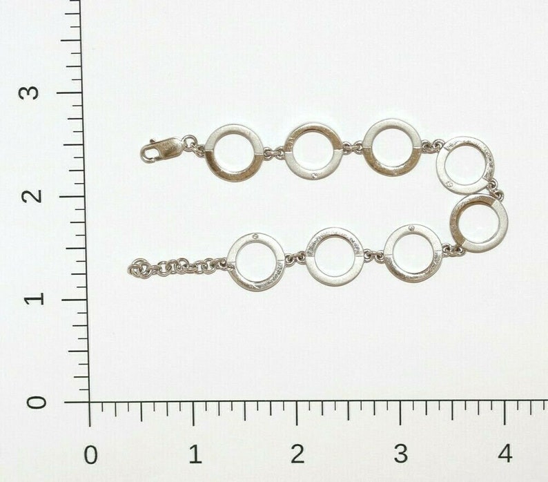 Diamond Accent Bracelet Hallmarked London 7 Sterling Silver Circle Link