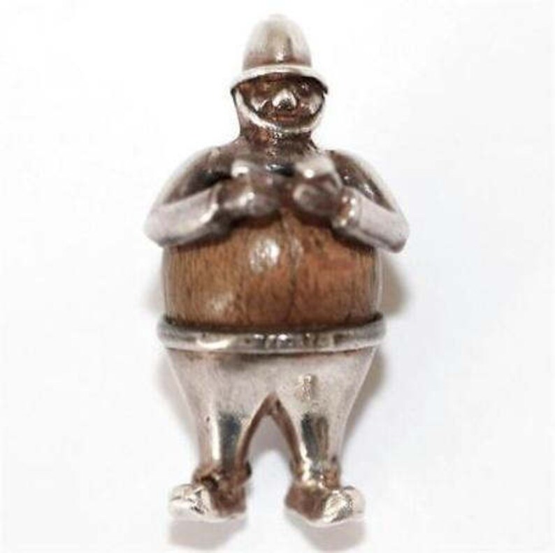 Rare Vintage Sterling Silver Bracelet Charm NUVO Policeman Bobby Touch Wood