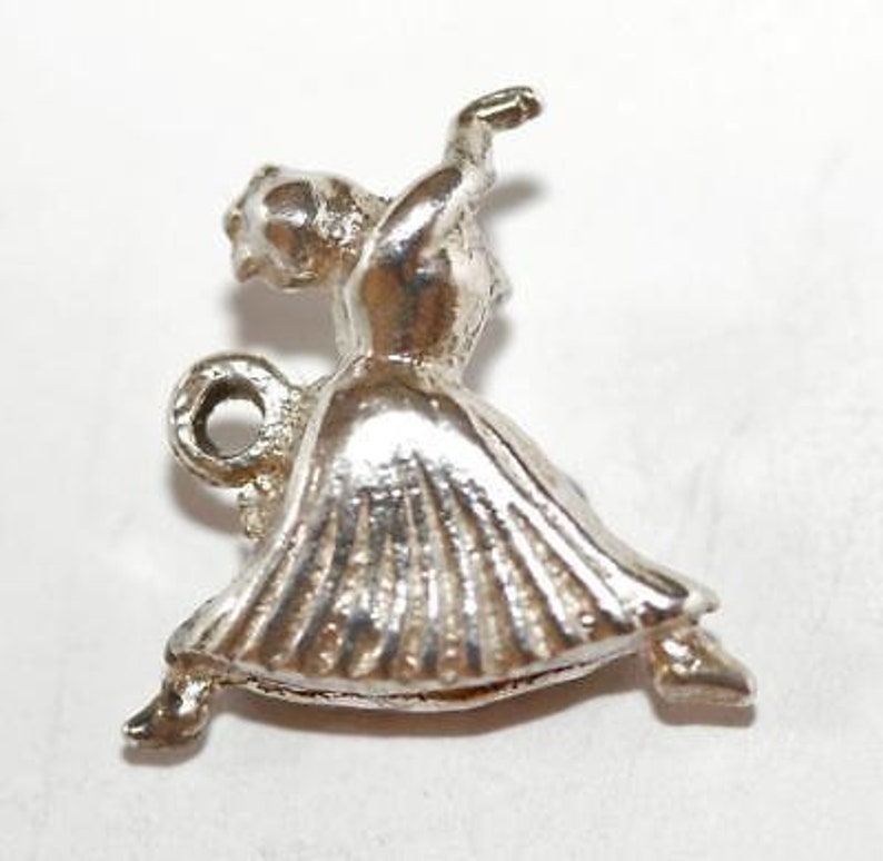 Vintage Ballroom Dancer Sterling Silver Bracelet Charm Solid Silver 3.9g