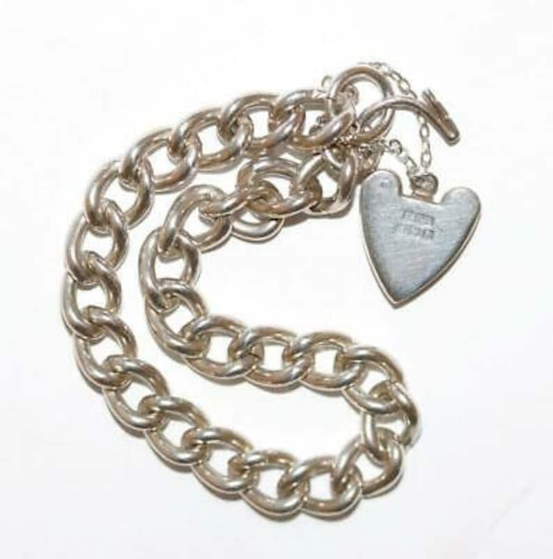 7 Vintage English Sterling Silver Charm Bracelet Padlock Clasp by D/&BS 23g