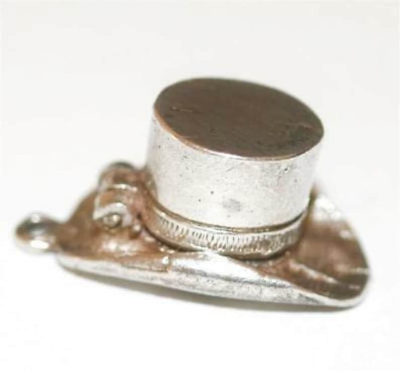 Opening Magicians Top Hat And Rabbit Sterling Silver Vintage Bracelet Charm 2.5g