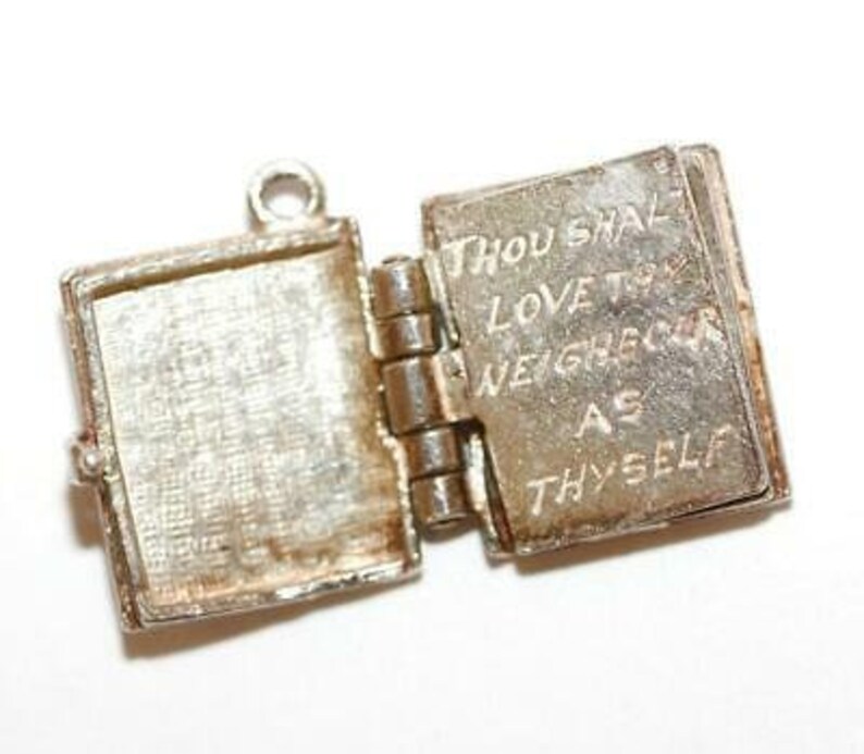 Rare 1960/'s Book Opening To The Golden Rule Sterling Silver Vintage Charm