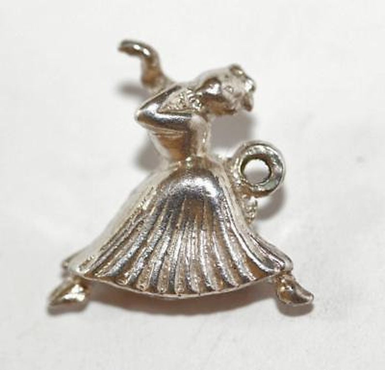 Vintage Ballroom Dancer Sterling Silver Bracelet Charm Solid Silver 3.9g