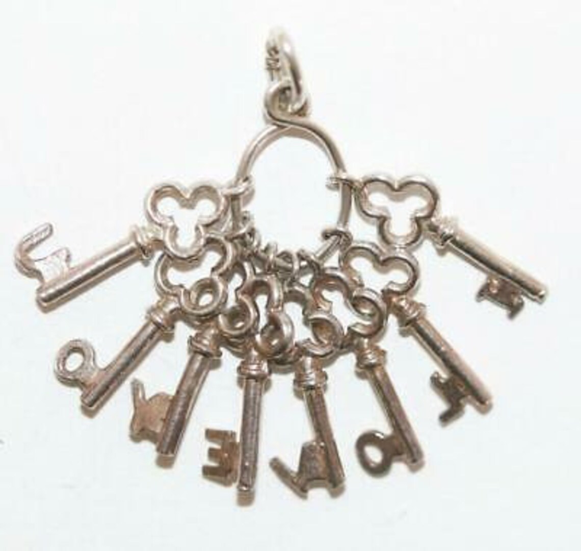 I Love You Keys Sterling Silver Vintage Bracelet Charm 3.2g | Etsy