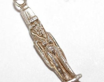 Rare Vintage Egyptian Mummy Sterling Silver Bracelet Charm / 3d Detail